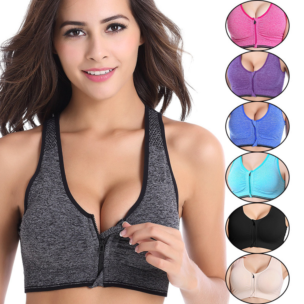 Yoga Fitness Ring - Front Zipper Padded Sports Bra No